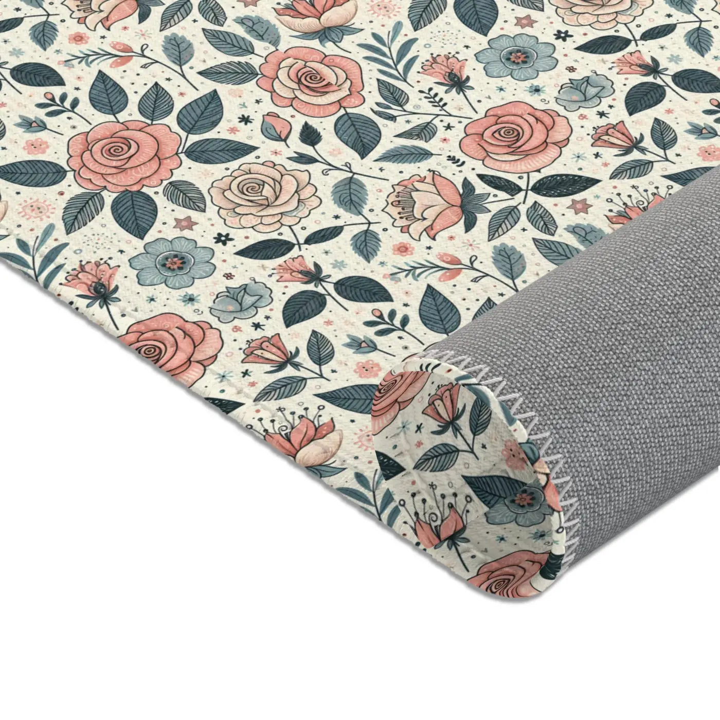 Pastel Rose Flower Area Rugs – Polyester Chenille - Dipaliz