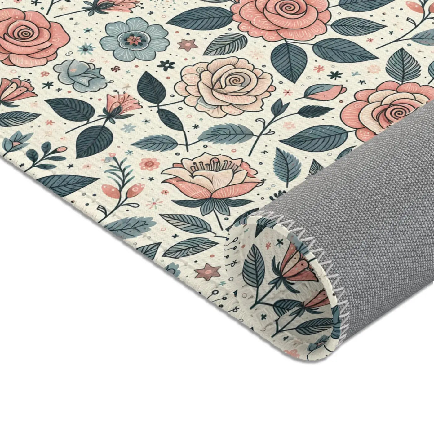 Pastel Rose Flower Area Rugs – Polyester Chenille - Dipaliz