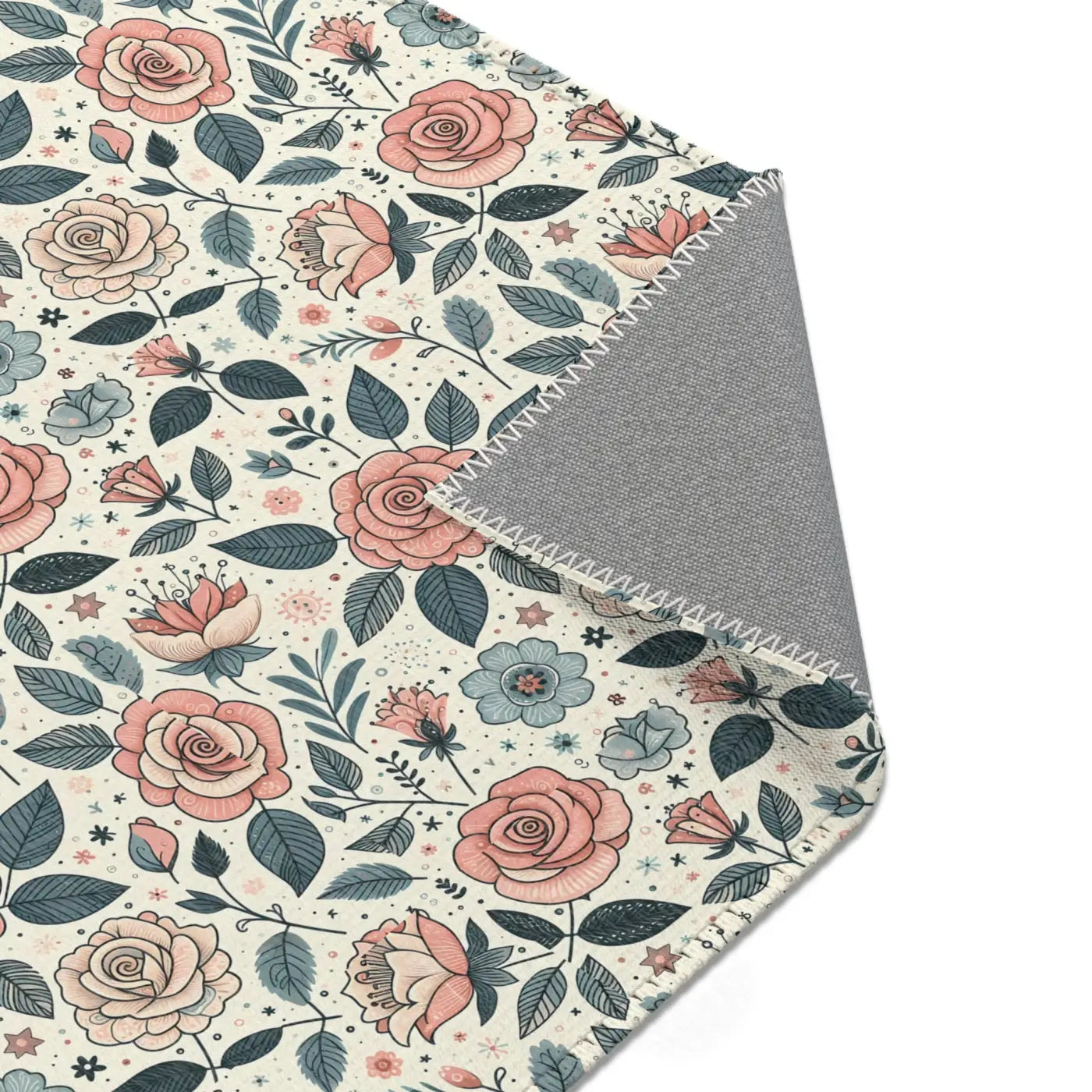 Pastel Rose Flower Area Rugs – Polyester Chenille - Dipaliz