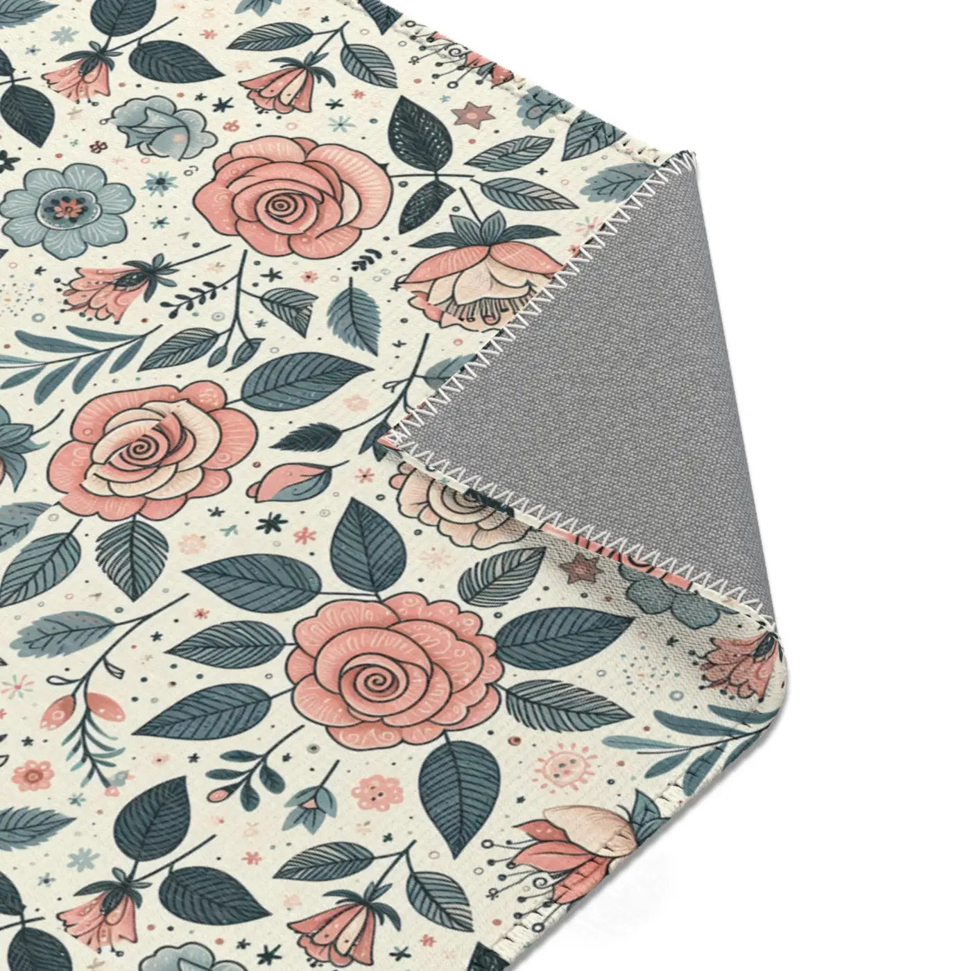 Pastel Rose Flower Area Rugs – Polyester Chenille - Dipaliz