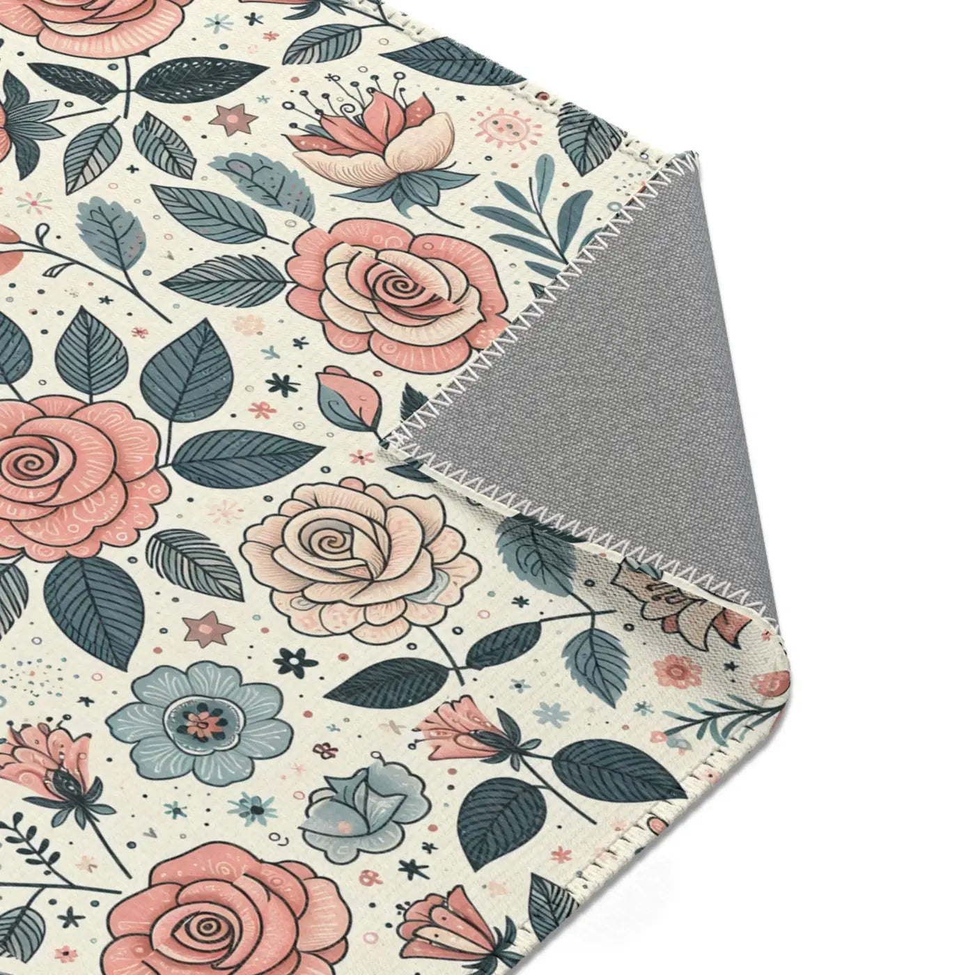 Pastel Rose Flower Area Rugs – Polyester Chenille - Dipaliz
