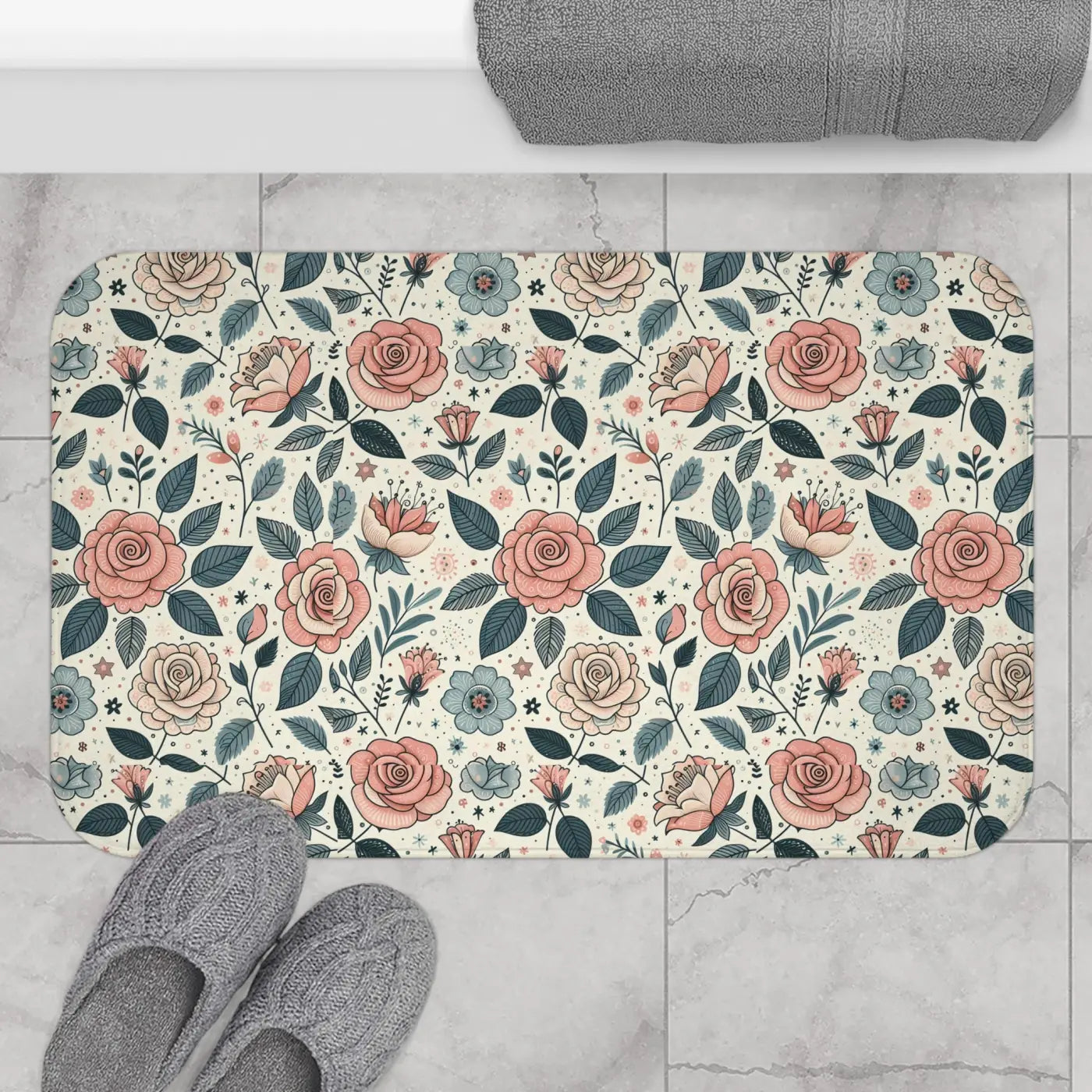 Elegant Rose Bath Mat – Anti-slip Backing - Dipaliz