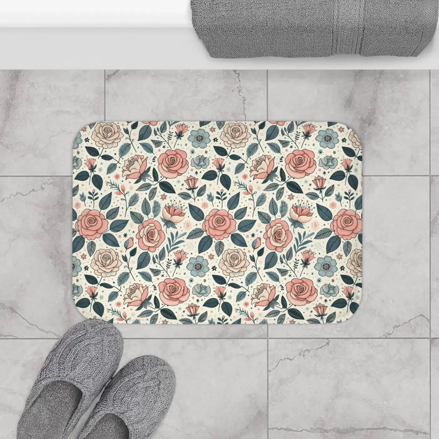 Elegant Rose Bath Mat – Anti-slip Backing - Dipaliz