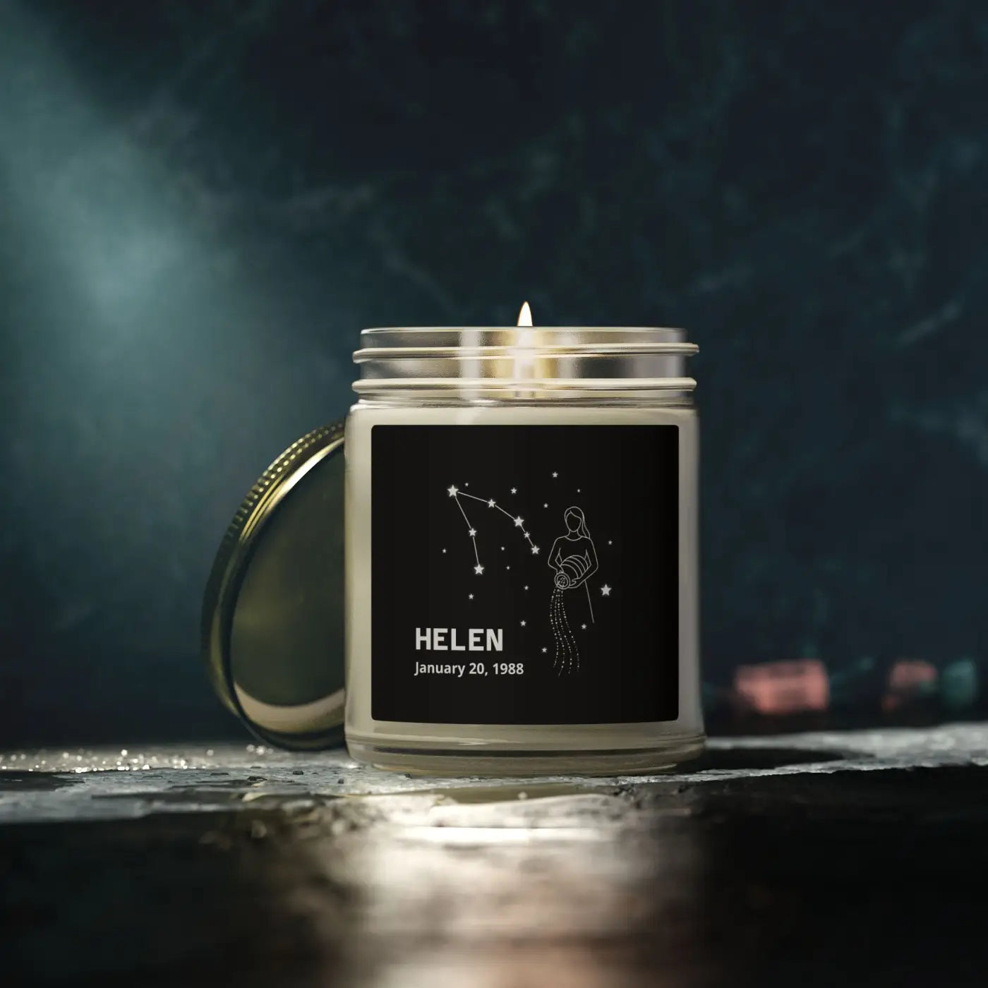 Custom Aquarius Zodiac Candle – Apricot Wax - Dipaliz