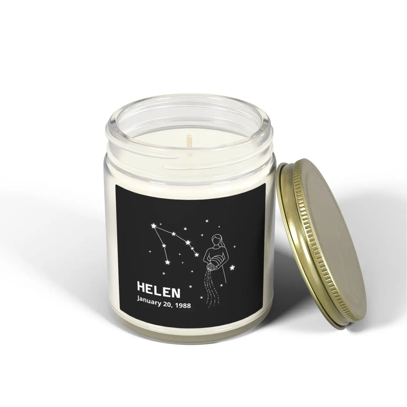 Custom Aquarius Zodiac Candle – Apricot Wax - Dipaliz