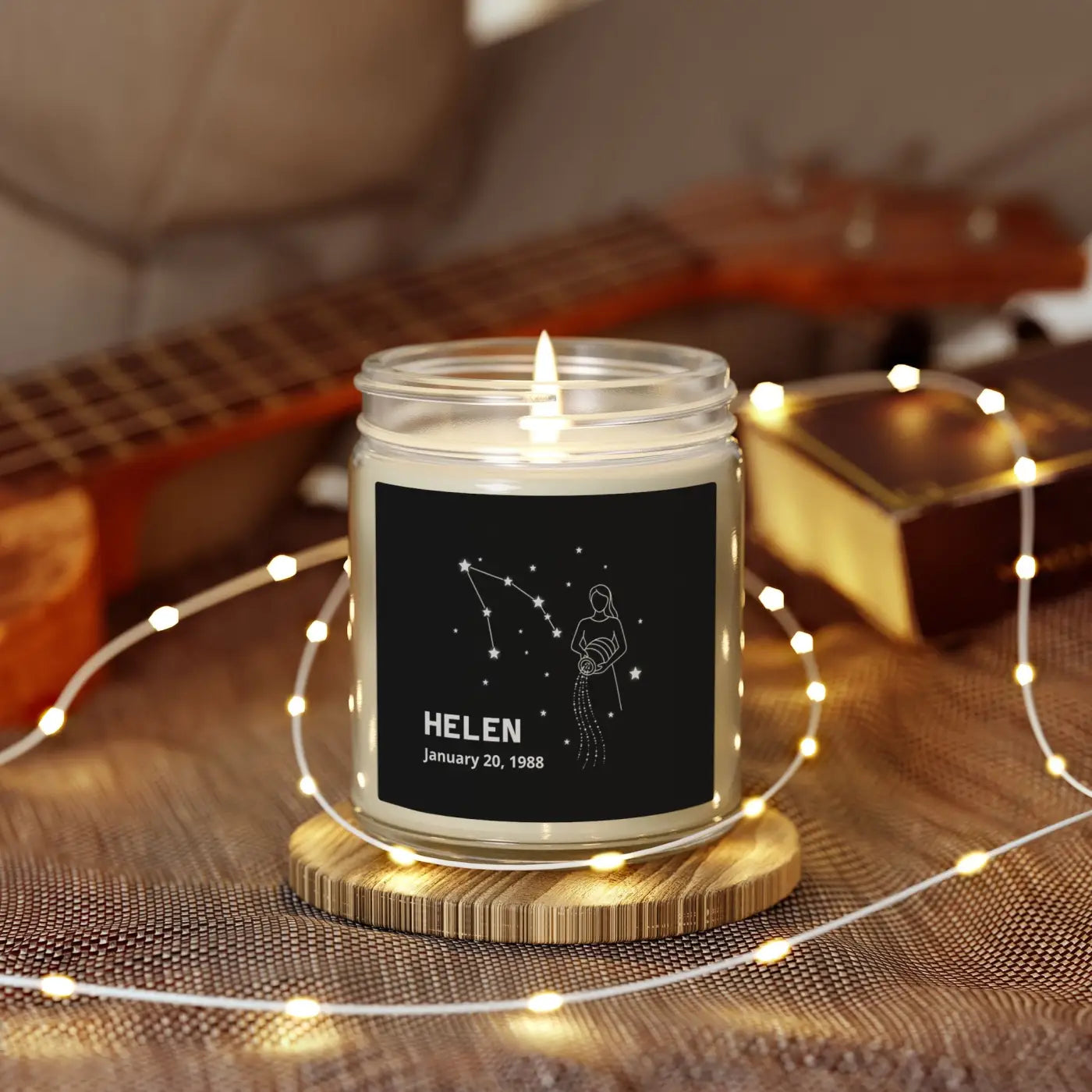 Custom Aquarius Zodiac Candle – Apricot Wax - Dipaliz