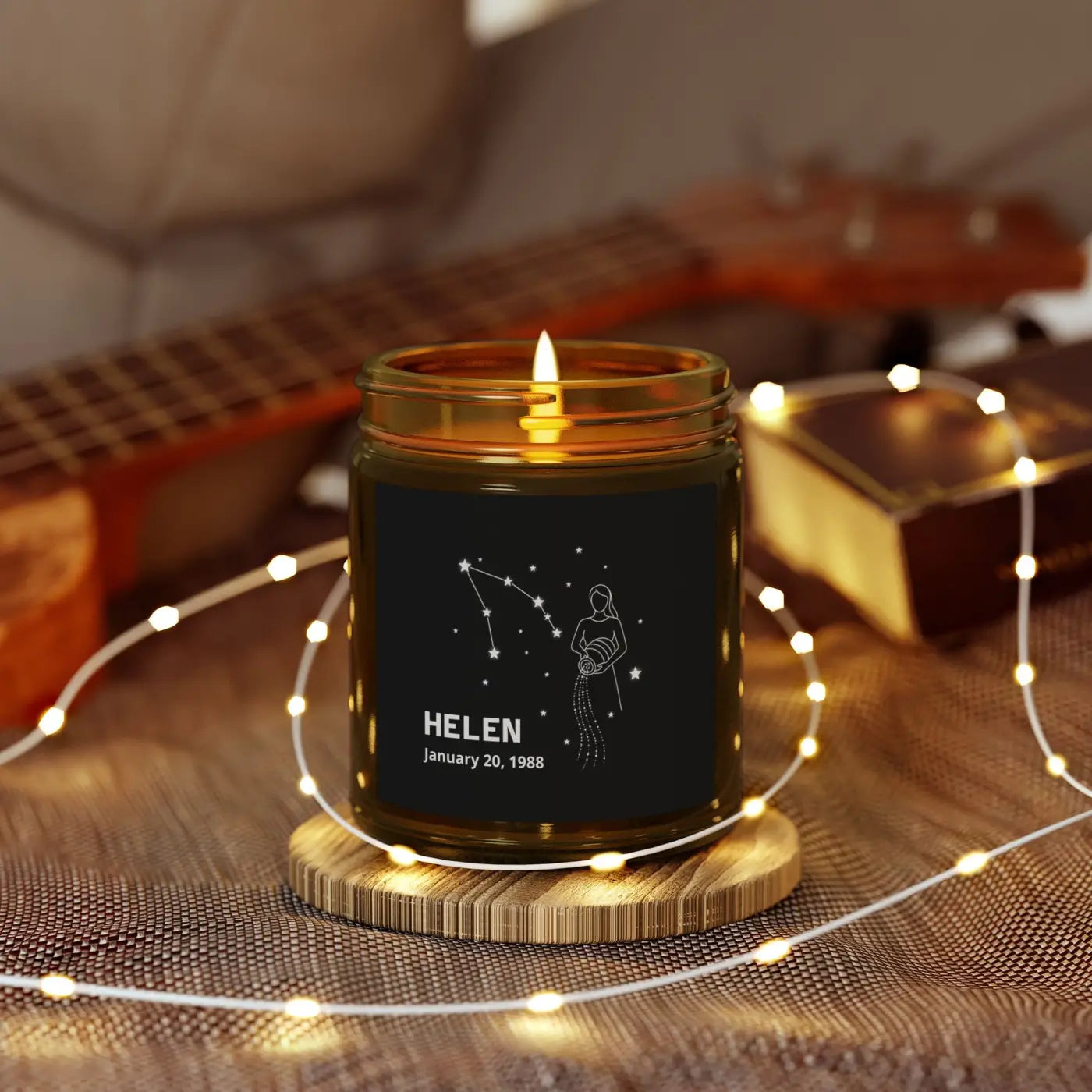 Custom Aquarius Zodiac Candle – Apricot Wax - Dipaliz