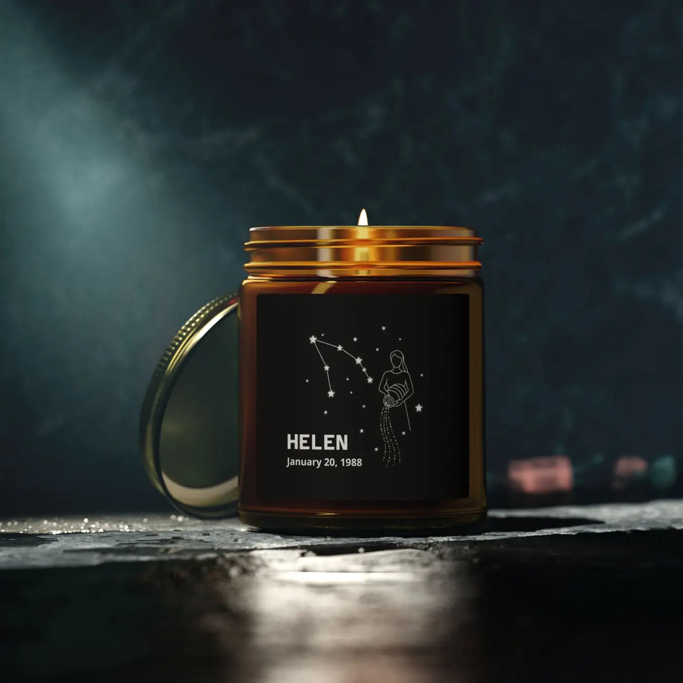 Custom Aquarius Zodiac Candle – Apricot Wax - Dipaliz