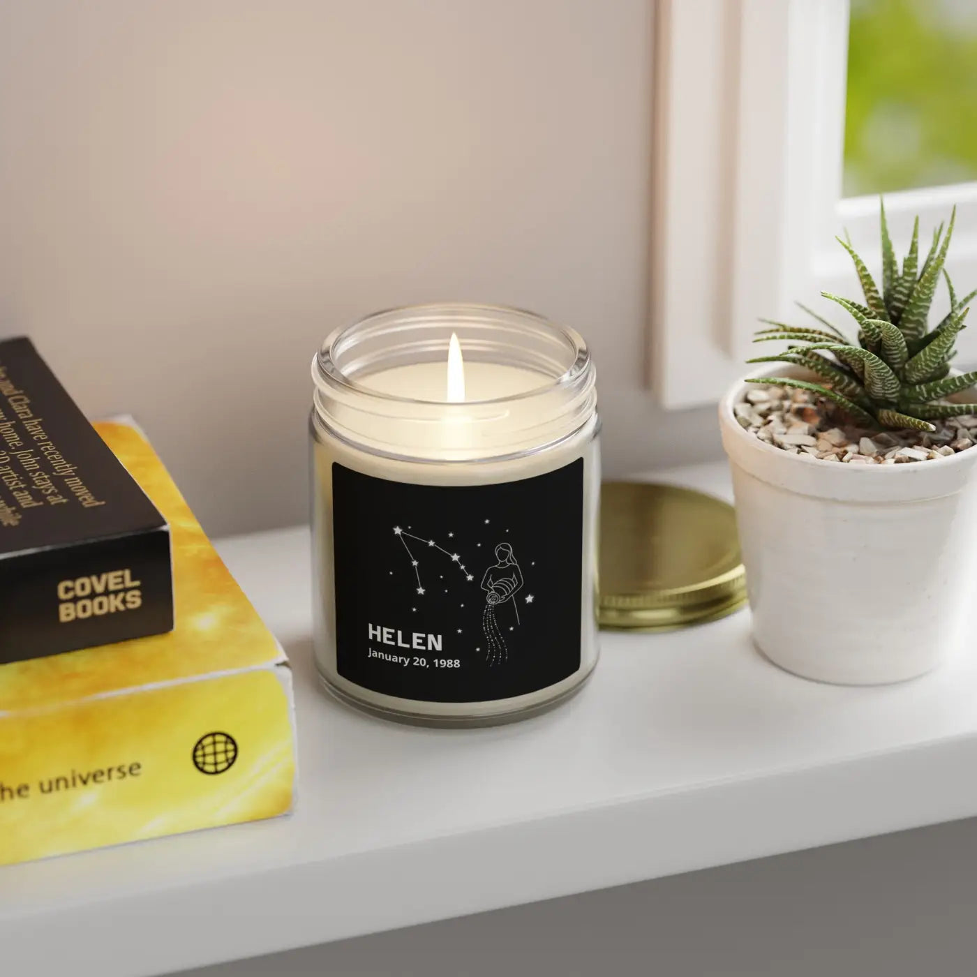 Custom Aquarius Zodiac Candle – Apricot Wax - Dipaliz