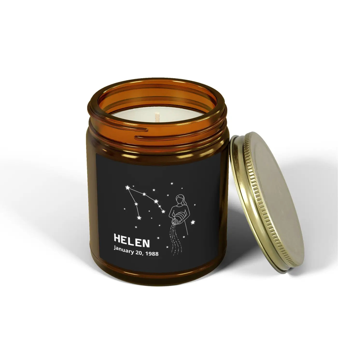 Custom Aquarius Zodiac Candle – Apricot Wax - Dipaliz
