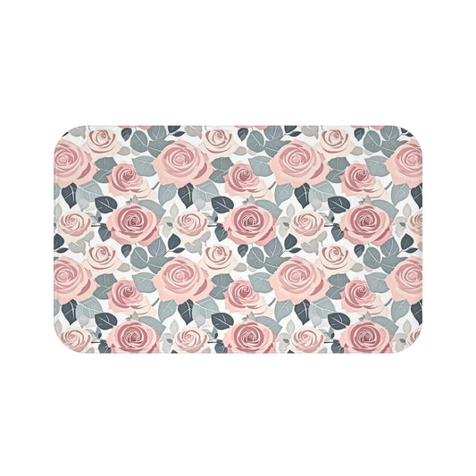 Pink Rose Flowers Bath Mat – Microfiber - Dipaliz
