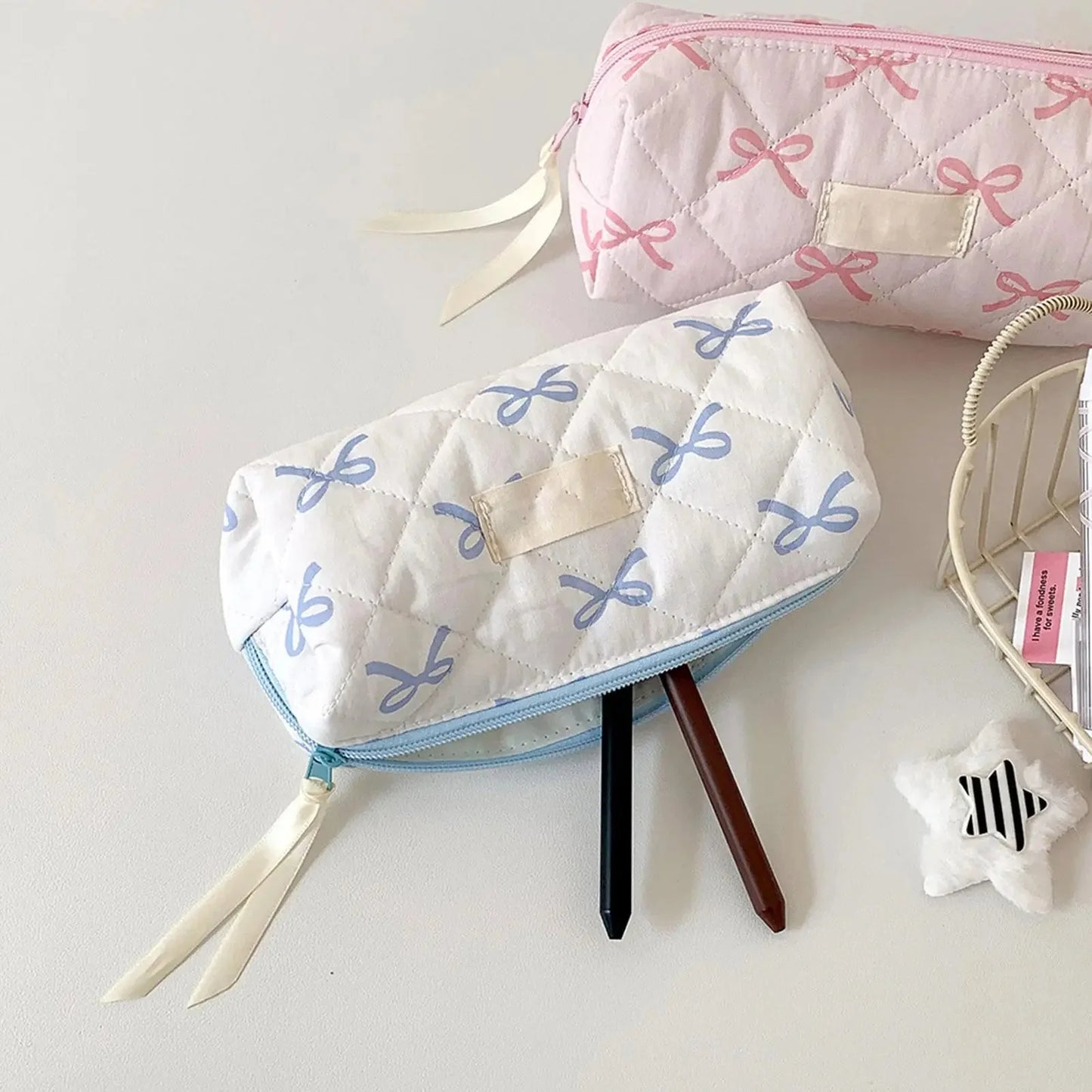 Plush Large Capacity Pencil Case | Cute Aesthetic Stationery Pouch and Cosmetic Organizer
