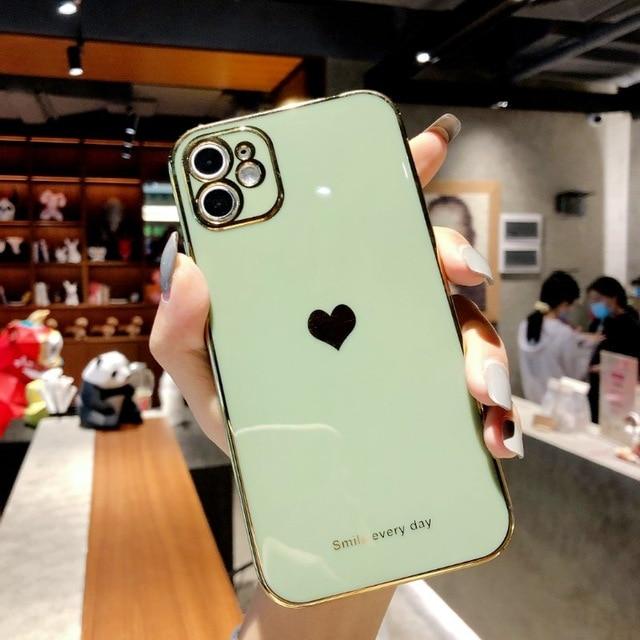 Protective Electroplated Love Heart iPhone Case