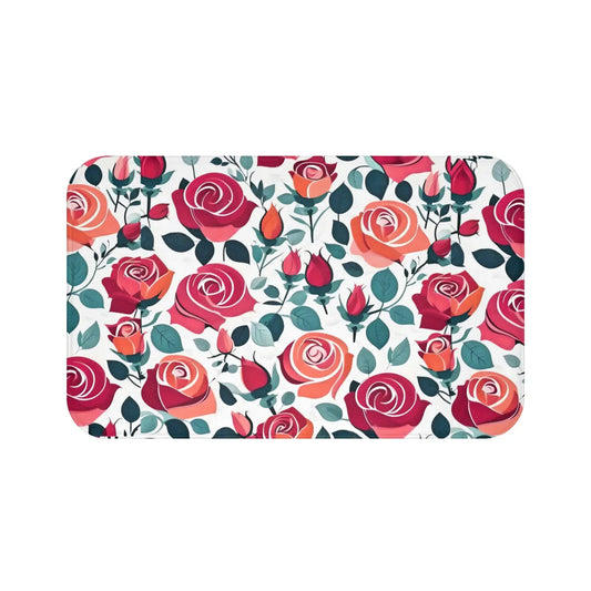 Red Rose Bath Mat – Plush Microfiber Rug - Dipaliz