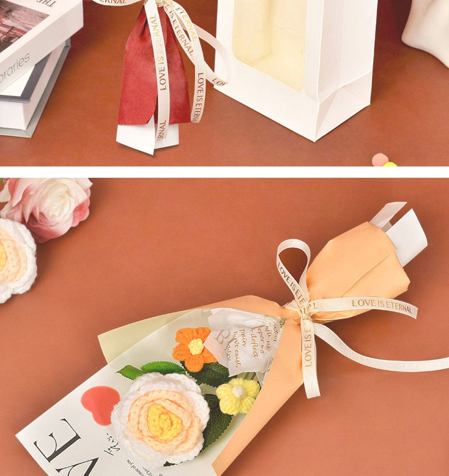 Crochet Rose Bouquet Romantic Gift for Girlfriend or Mother's Day