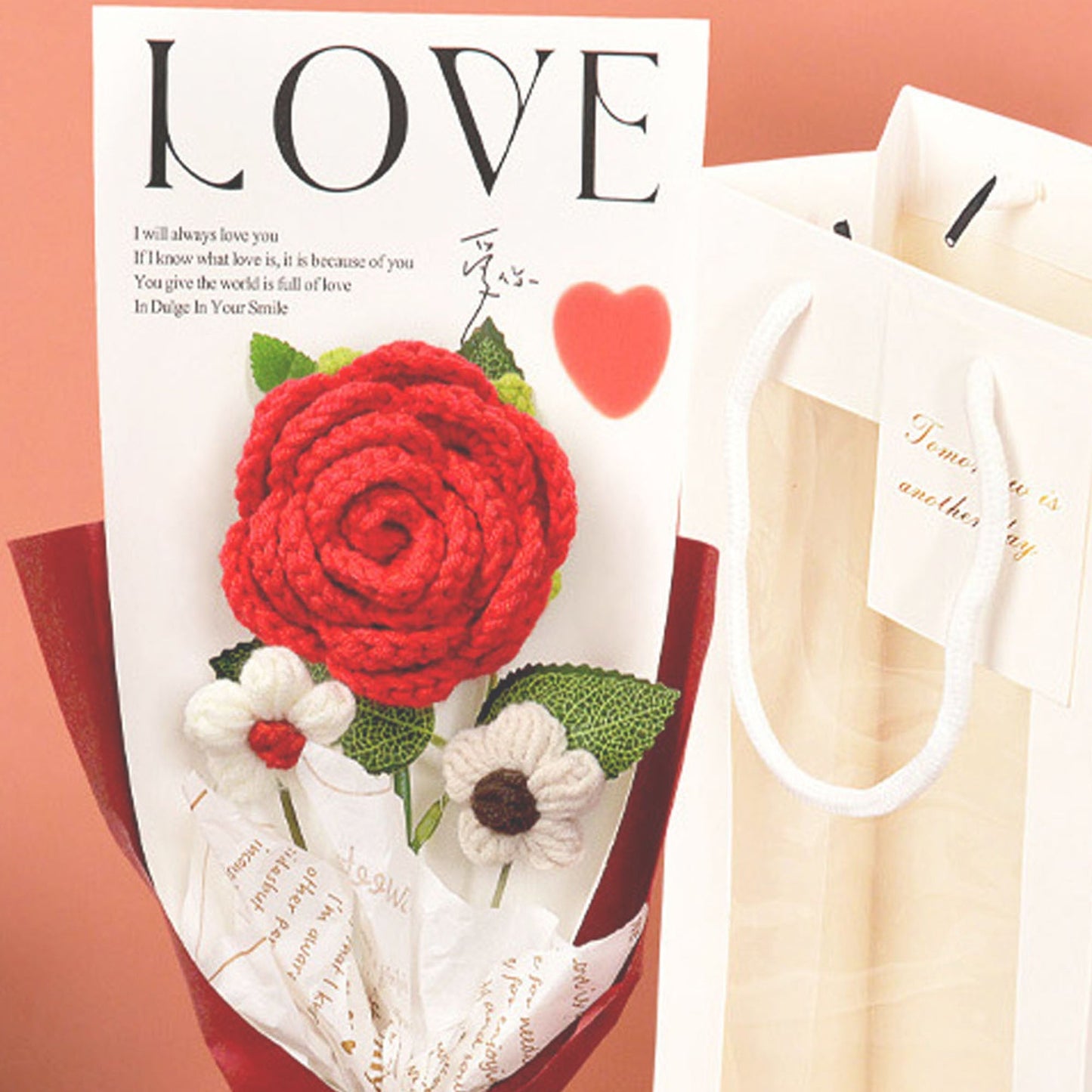 Crochet Rose Bouquet Romantic Gift for Girlfriend or Mother's Day