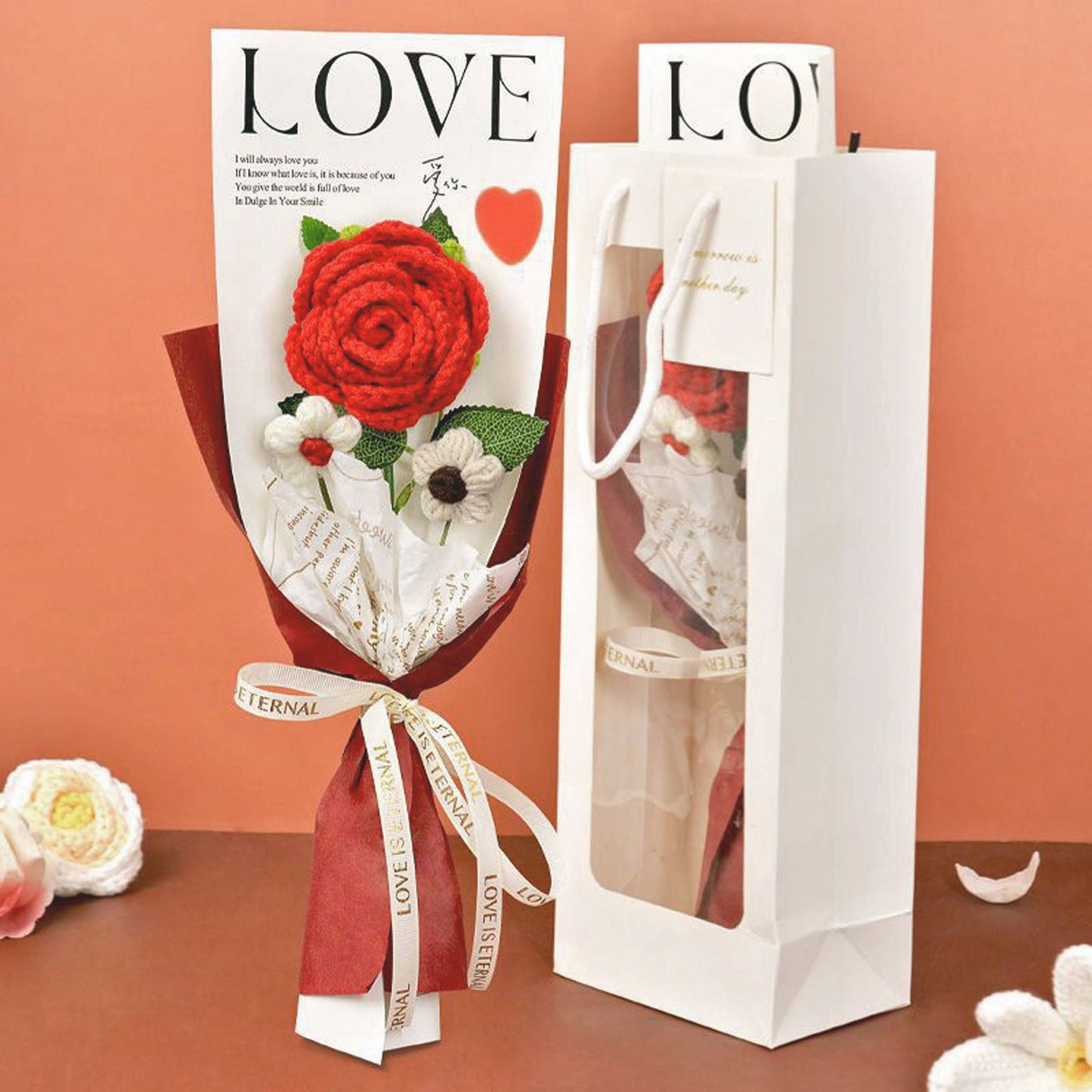 Crochet Rose Bouquet Romantic Gift for Girlfriend or Mother's Day