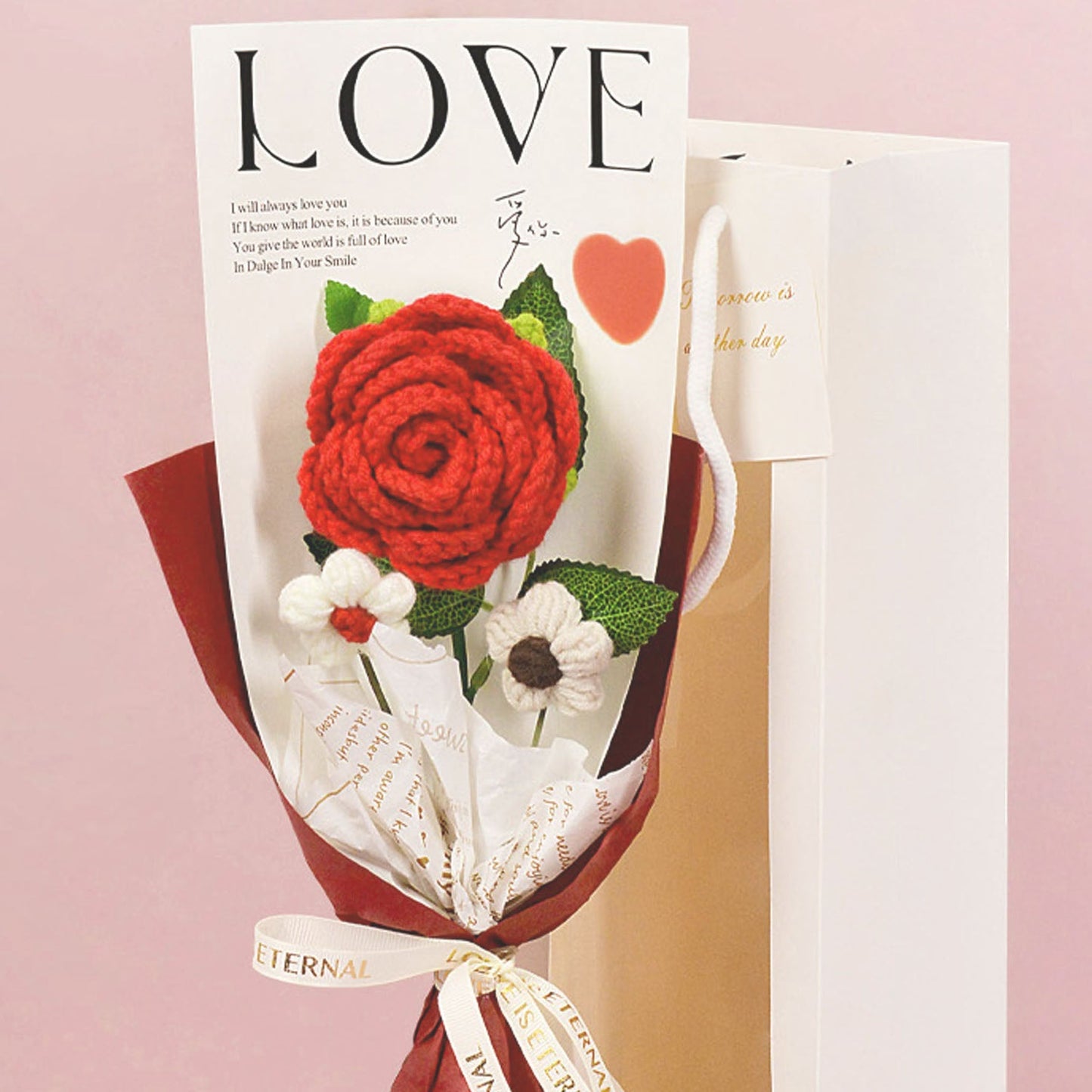 Crochet Rose Bouquet Romantic Gift for Girlfriend or Mother's Day