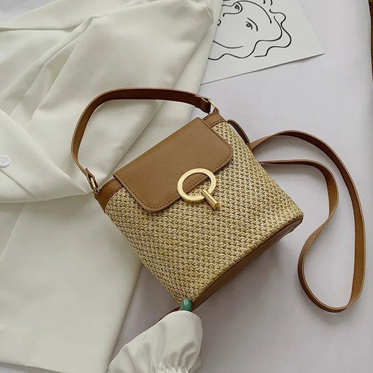 Summer New Straw Bucket Bag