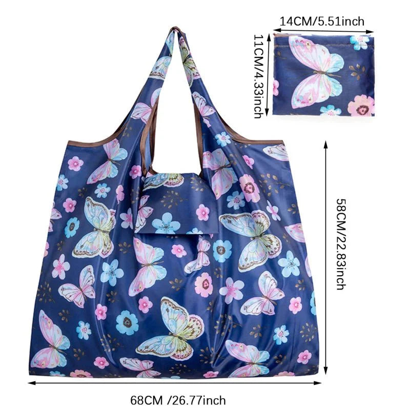 Supermarket Tote Bags Portable - with Cartoon Animal Lemo Strawberry Printing