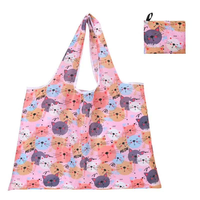 Supermarket Tote Bags Portable - with Cartoon Animal Lemo Strawberry Printing