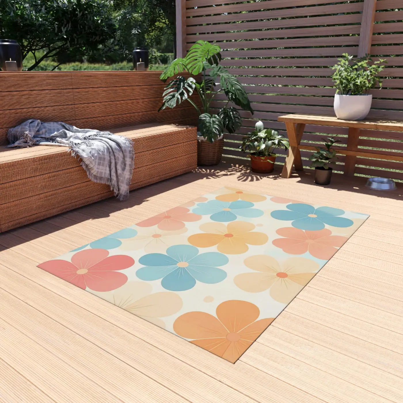 Blossom Haven Outdoor Rug – Creamy Backdrop - Dipaliz