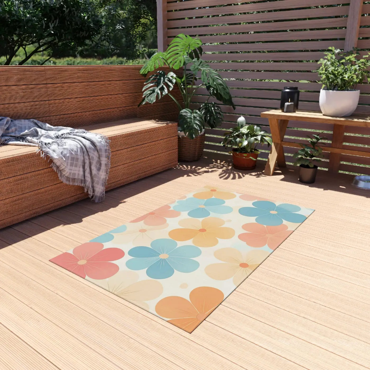 Blossom Haven Outdoor Rug – Creamy Backdrop - Dipaliz