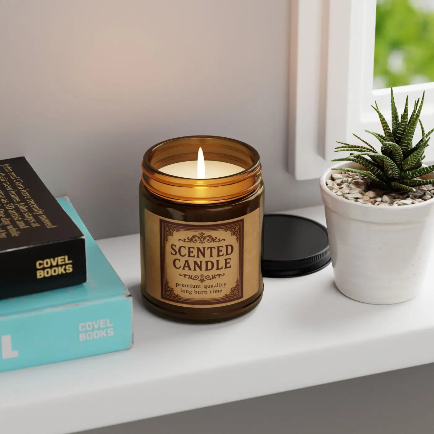 Warm Amber Scented Soy Candle – Glass Vessel - Dipaliz