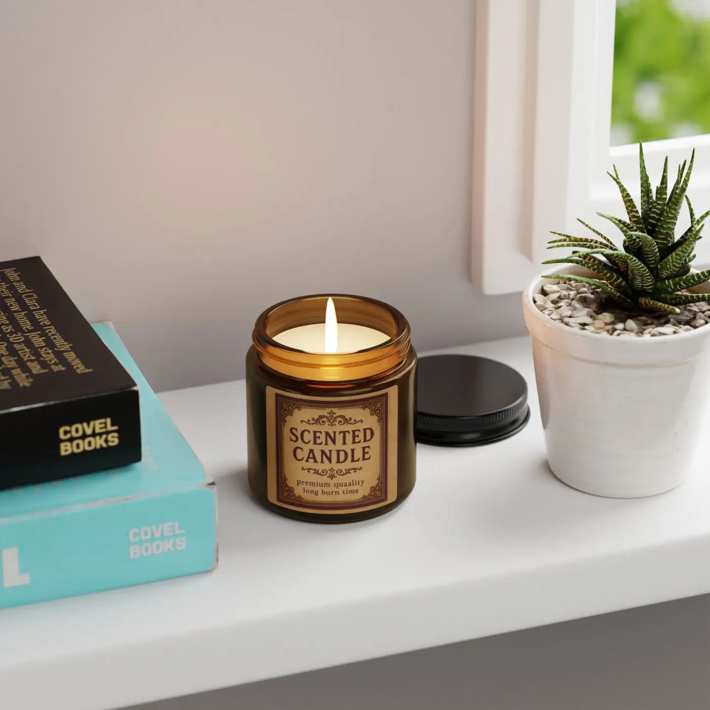 Warm Amber Scented Soy Candle – Glass Vessel - Dipaliz