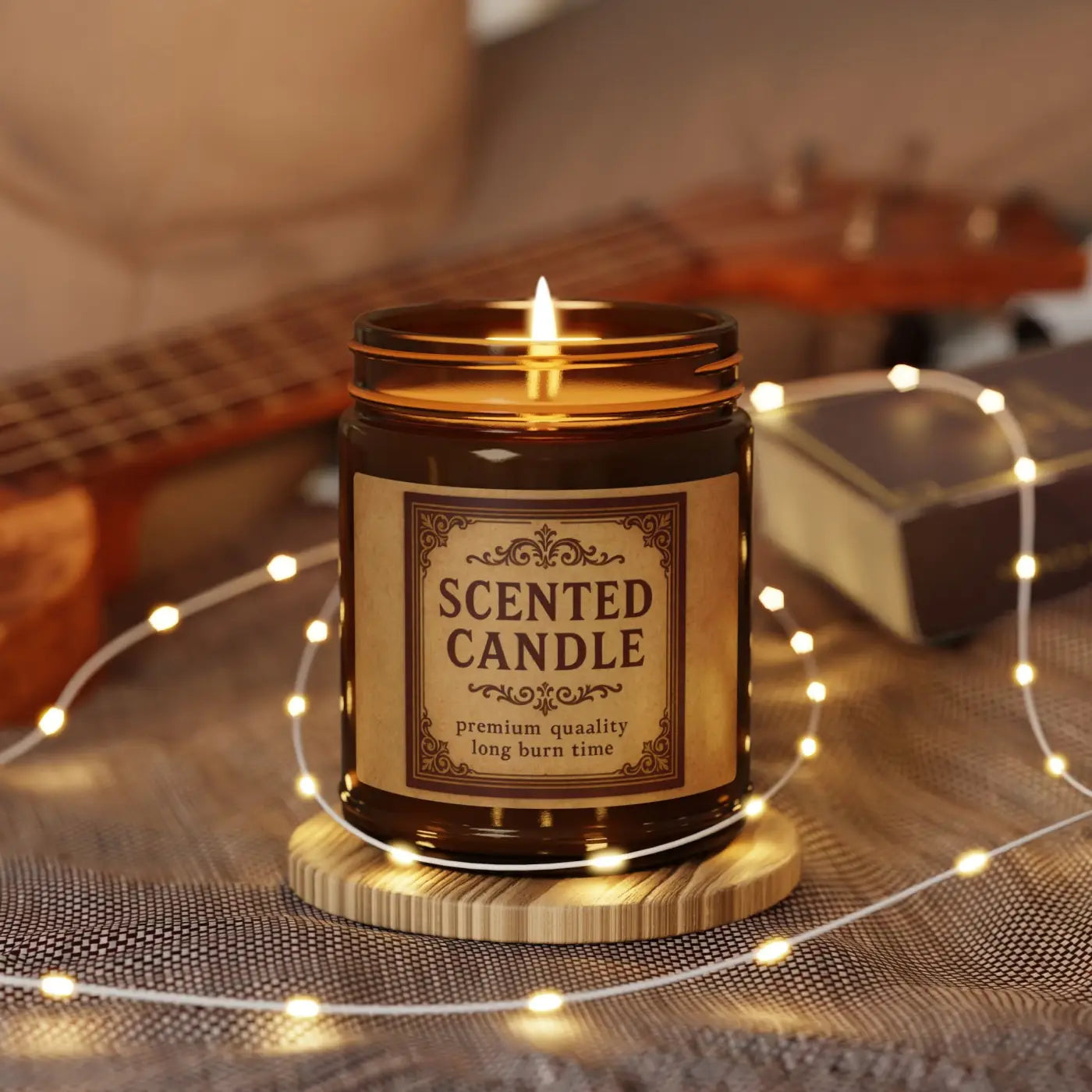 Warm Amber Scented Soy Candle – Glass Vessel - Dipaliz