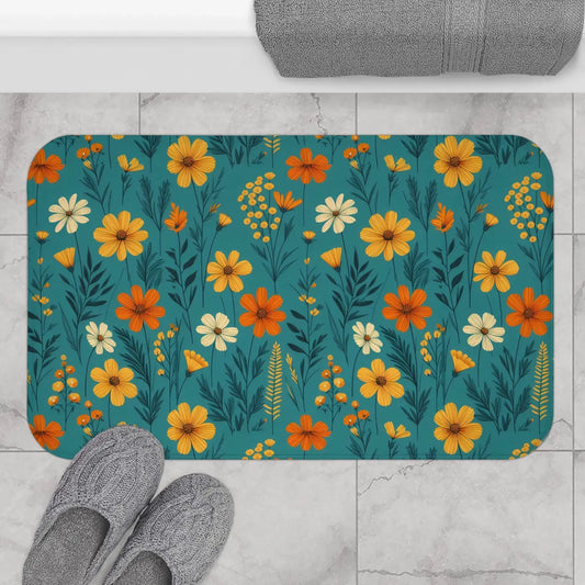 Wildflower Vibes Bath Mat – Non Slip Microfiber - Dipaliz