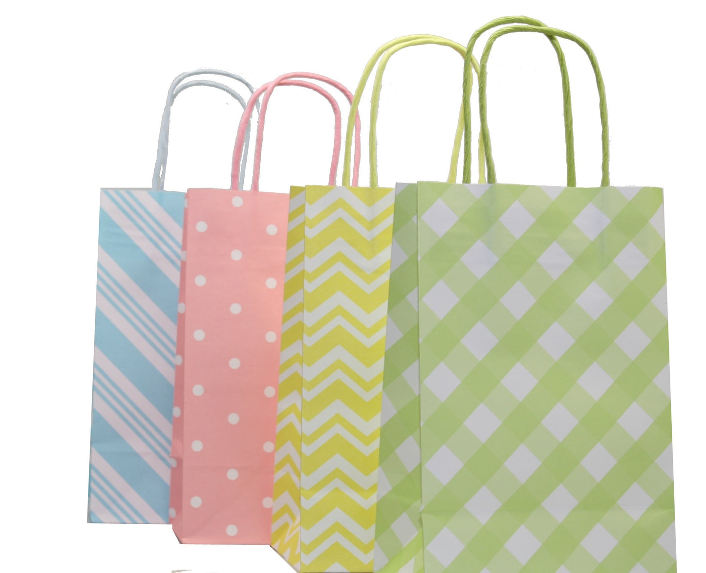 Junior White Cube with Bright Stripes Kraft Gift Bag Set of 8
